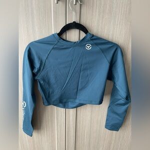 Virus Performance Long Sleeve Crop Top – Blue Gray – Size Small